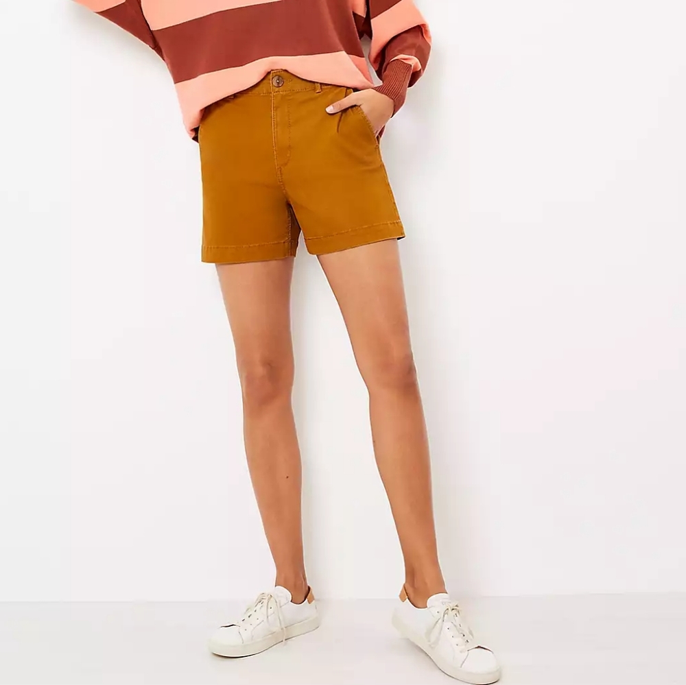 LOFT Washed Twill shorts bronze brown